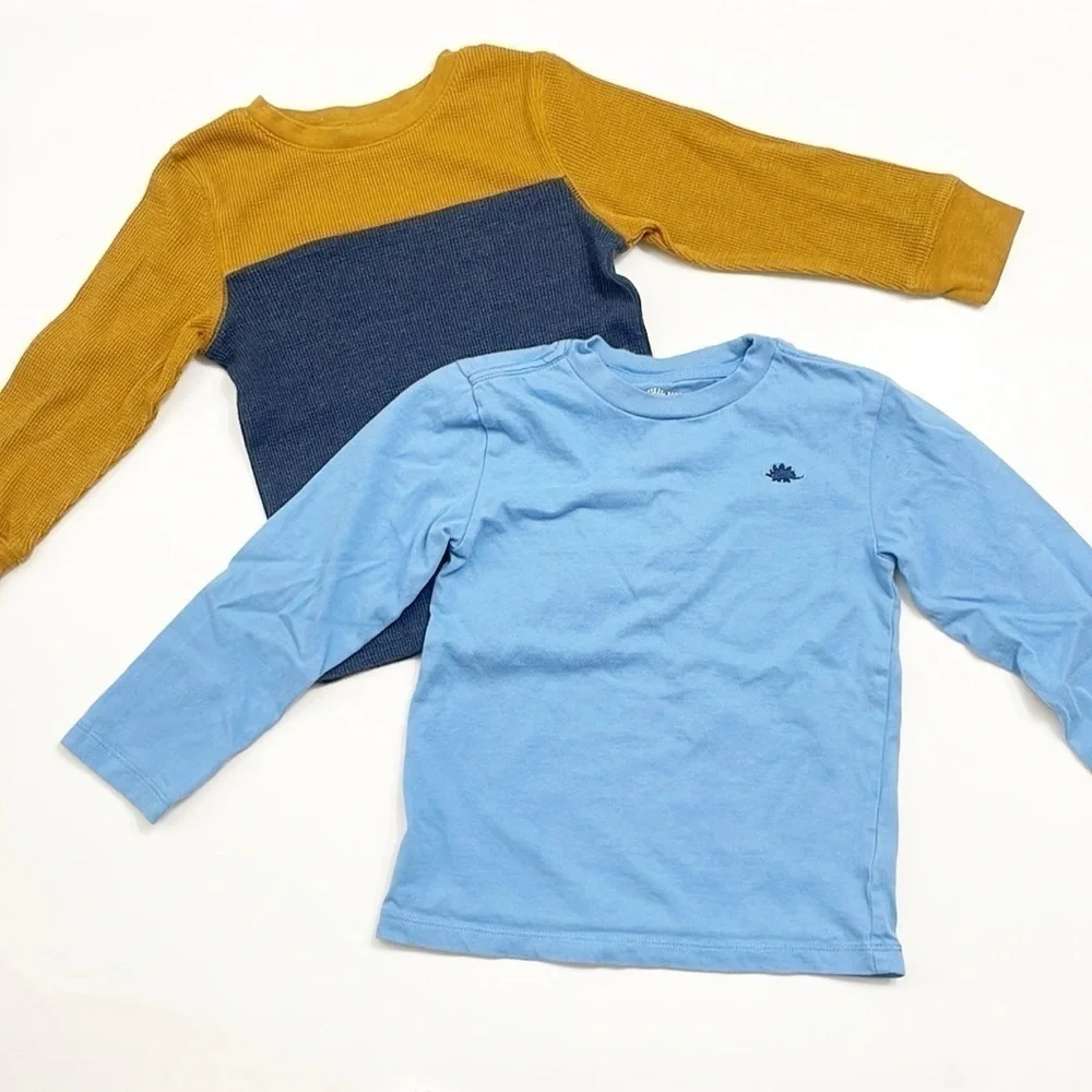 Cat & Jack waffle knit long sleeve top + Little Me toddler boys long sleeve shir